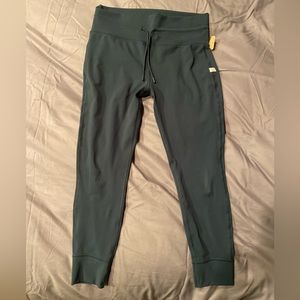 Vuori Daily High Rise Drawstring Tie Cuffed Hem 7/8 Length Leggings Teal Medium
